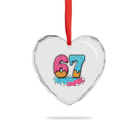 Funny 67 Ice Cream Drip Meme Six Seven Gen Alpha Slang Heart Crystal Glass Ornament - Wonder Print Shop