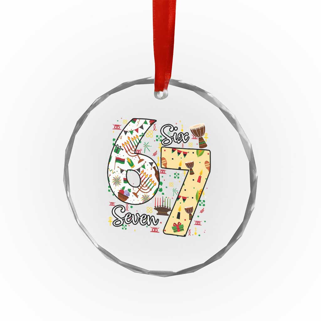 Funny 67 Kwanzaa Crystal Glass Ornament Six Seven Meme Kinara Candles African American Christmas - Wonder Print Shop
