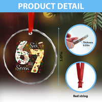 Funny 67 Kwanzaa Crystal Glass Ornament Six Seven Meme Kinara Candles African American Christmas - Wonder Print Shop