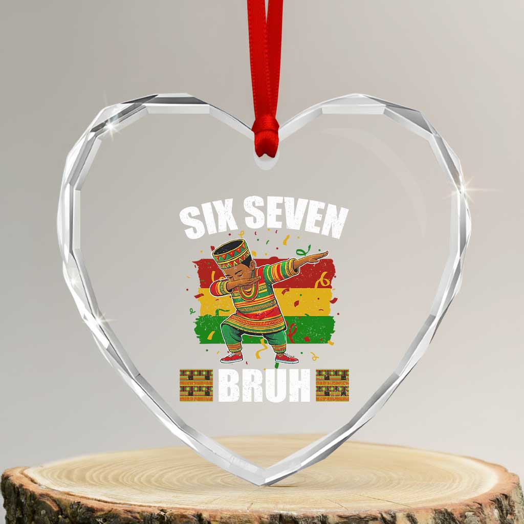 Funny 67 Kwanzaa Heart Crystal Glass Ornament Six Seven Bruh Dabbing African Heritage - Wonder Print Shop