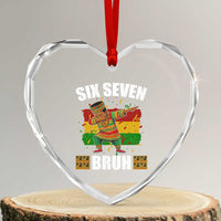 Funny 67 Kwanzaa Heart Crystal Glass Ornament Six Seven Bruh Dabbing African Heritage - Wonder Print Shop