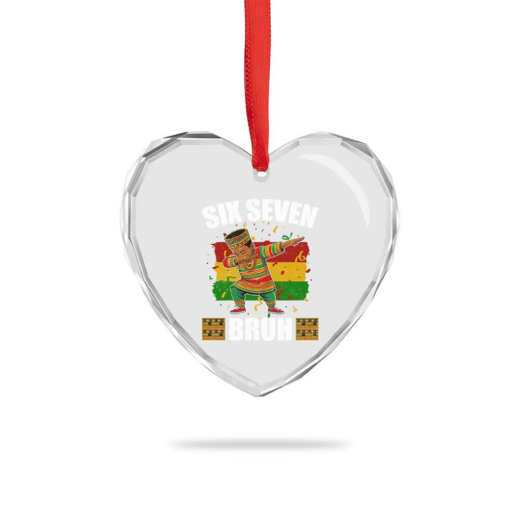 Funny 67 Kwanzaa Heart Crystal Glass Ornament Six Seven Bruh Dabbing African Heritage - Wonder Print Shop