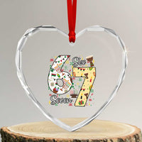 Funny 67 Kwanzaa Heart Crystal Glass Ornament Six Seven Meme Kinara Candles African American Christmas - Wonder Print Shop