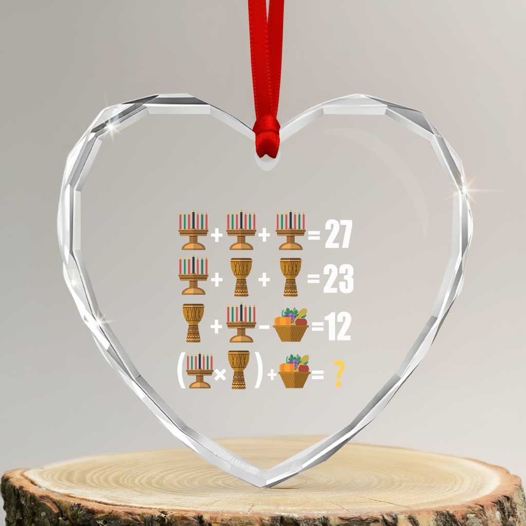 Funny 67 Kwanzaa Math Heart Crystal Glass Ornament Six Seven Meme Kinara Candles African American Christmas - Wonder Print Shop