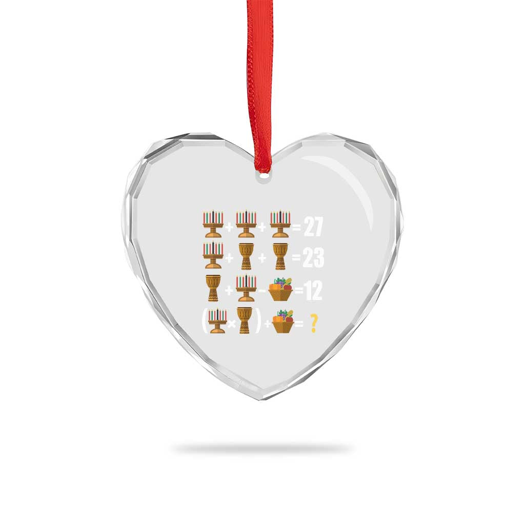 Funny 67 Kwanzaa Math Heart Crystal Glass Ornament Six Seven Meme Kinara Candles African American Christmas - Wonder Print Shop