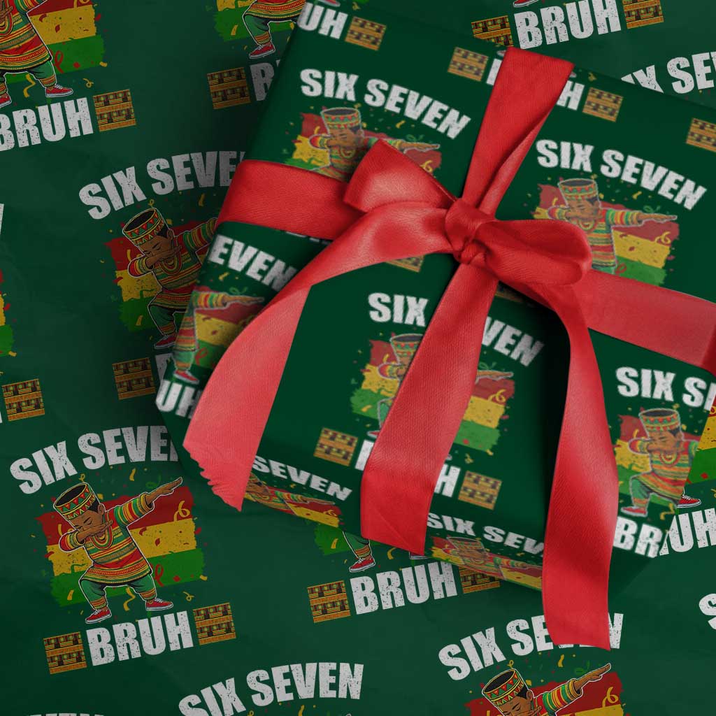 Funny 67 Kwanzaa Wrapping Paper Roll Six Seven Bruh Dabbing African Heritage - Wonder Print Shop