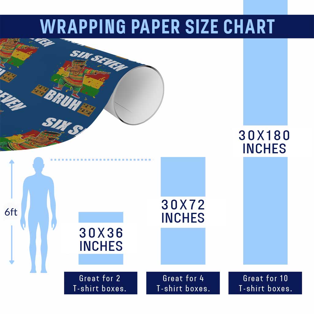 Funny 67 Kwanzaa Wrapping Paper Roll Six Seven Bruh Dabbing African Heritage - Wonder Print Shop