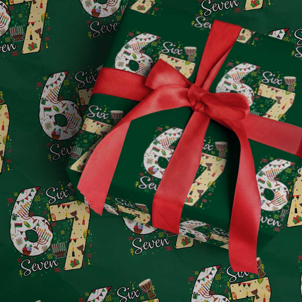 Funny 67 Kwanzaa Wrapping Paper Roll Six Seven Meme Kinara Candles African American Christmas - Wonder Print Shop