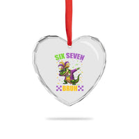 Funny 67 Mardi Gras Alligator Heart Crystal Glass Ornament Six Seven Bruh Mardigator Dabbing Crocodile