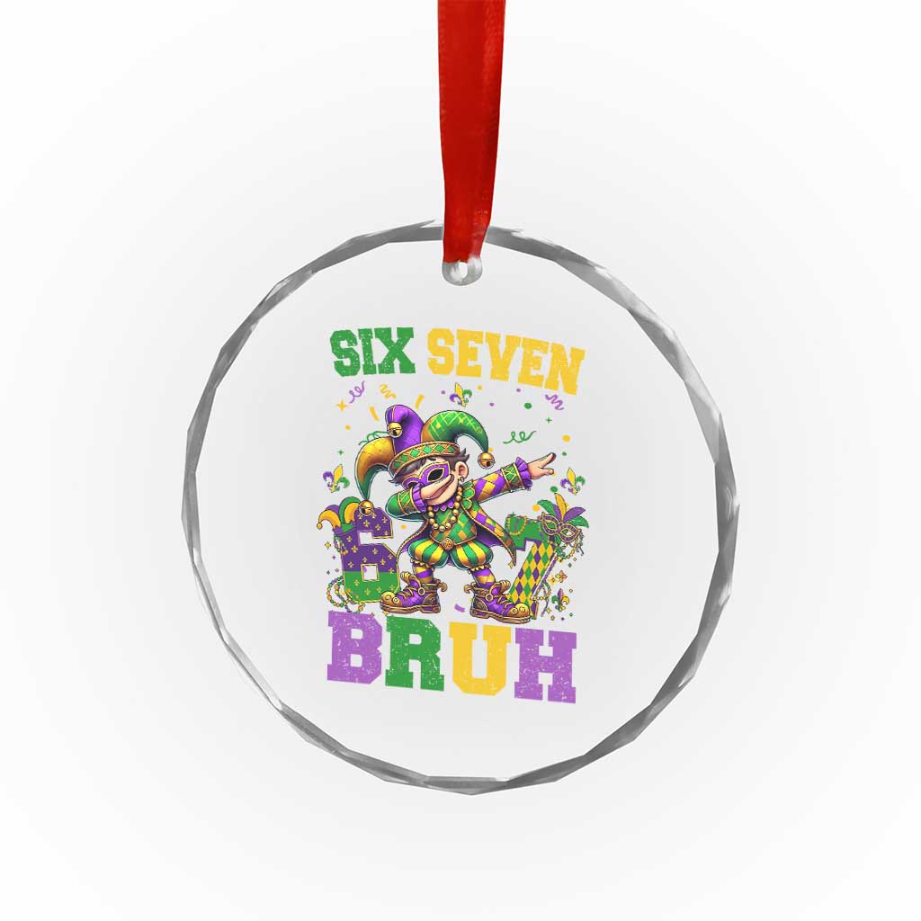 Funny 67 Mardi Gras Crystal Glass Ornament Six Seven Bruh Dabbing Jester