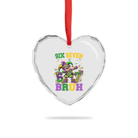 Funny 67 Mardi Gras Heart Crystal Glass Ornament Six Seven Bruh Dabbing Jester