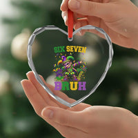 Funny 67 Mardi Gras Heart Crystal Glass Ornament Six Seven Bruh Dabbing Jester