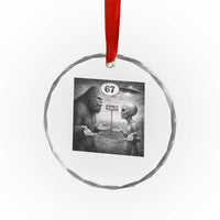 Funny 67 Meme Bigfoot Alien Crystal Glass Ornament Six Seven Sasquatch Area 51 UFO Conspiracy