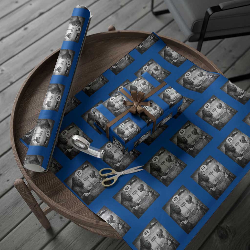 Funny 67 Meme Bigfoot Alien Wrapping Paper Roll Six Seven Sasquatch Area 51 UFO Conspiracy