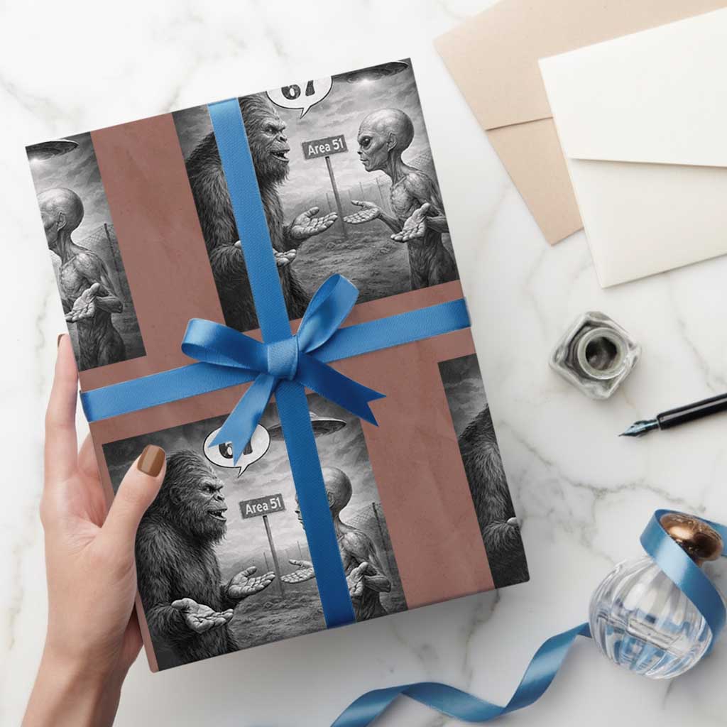 Funny 67 Meme Bigfoot Alien Wrapping Paper Roll Six Seven Sasquatch Area 51 UFO Conspiracy