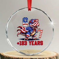 Funny 67 Meme Dinosaur American Pride Crystal Glass Ornament USA 250th Anniversary