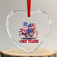 Funny 67 Meme Dinosaur American Pride Heart Crystal Glass Ornament USA 250th Anniversary