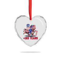 Funny 67 Meme Dinosaur American Pride Heart Crystal Glass Ornament USA 250th Anniversary