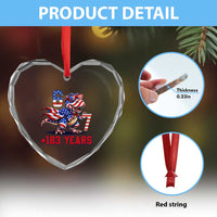 Funny 67 Meme Dinosaur American Pride Heart Crystal Glass Ornament USA 250th Anniversary