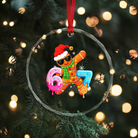 Funny 67 Meme Gingerbread Christmas Crystal Glass Ornament Six Seven Ice Cream Drip Boys - Wonder Print Shop