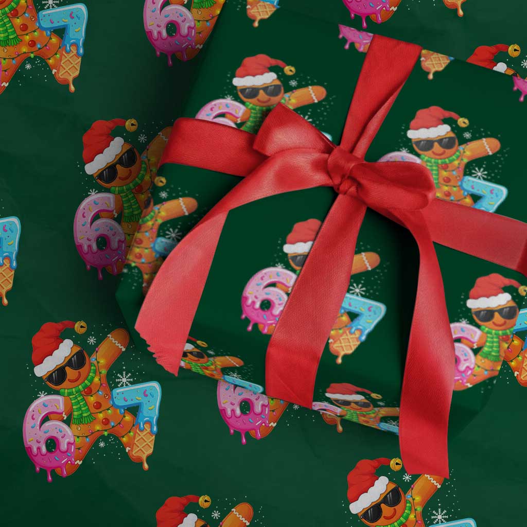 Funny 67 Meme Gingerbread Christmas Wrapping Paper Roll Six Seven Ice Cream Drip Boys - Wonder Print Shop