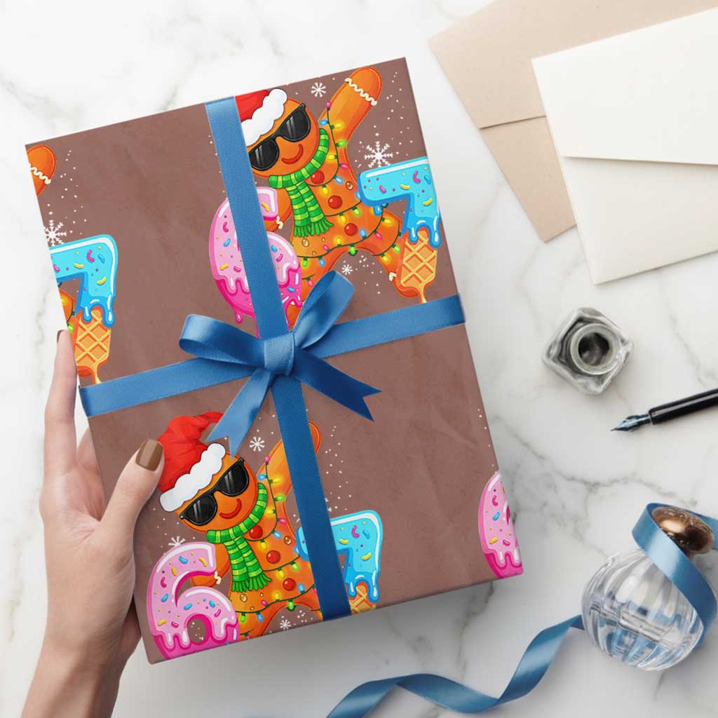 Funny 67 Meme Gingerbread Christmas Wrapping Paper Roll Six Seven Ice Cream Drip Boys - Wonder Print Shop