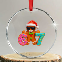 Funny 67 Meme Gingerbread Donut Crystal Glass Ornament Cool Christmas Cookie Six Seven Santa Hat Sprinkles - Wonder Print Shop