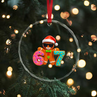 Funny 67 Meme Gingerbread Donut Crystal Glass Ornament Cool Christmas Cookie Six Seven Santa Hat Sprinkles - Wonder Print Shop