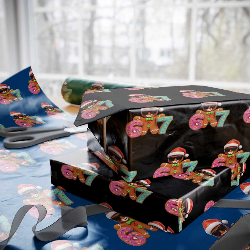 Funny 67 Meme Gingerbread Donut Wrapping Paper Roll Cool Christmas Cookie Six Seven Santa Hat Sprinkles - Wonder Print Shop