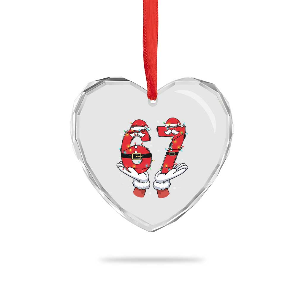 Funny 67 Meme Heart Crystal Glass Ornament Funny Christmas Party Holiday Gift - Wonder Print Shop