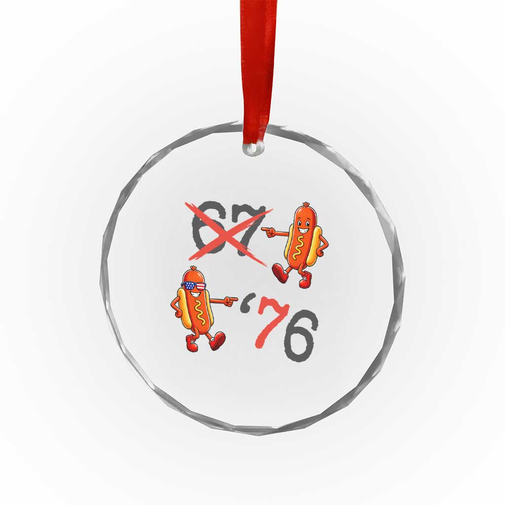 Funny 67 Meme Hot Dog Lover Crystal Glass Ornament USA 250 BBQ Celebration