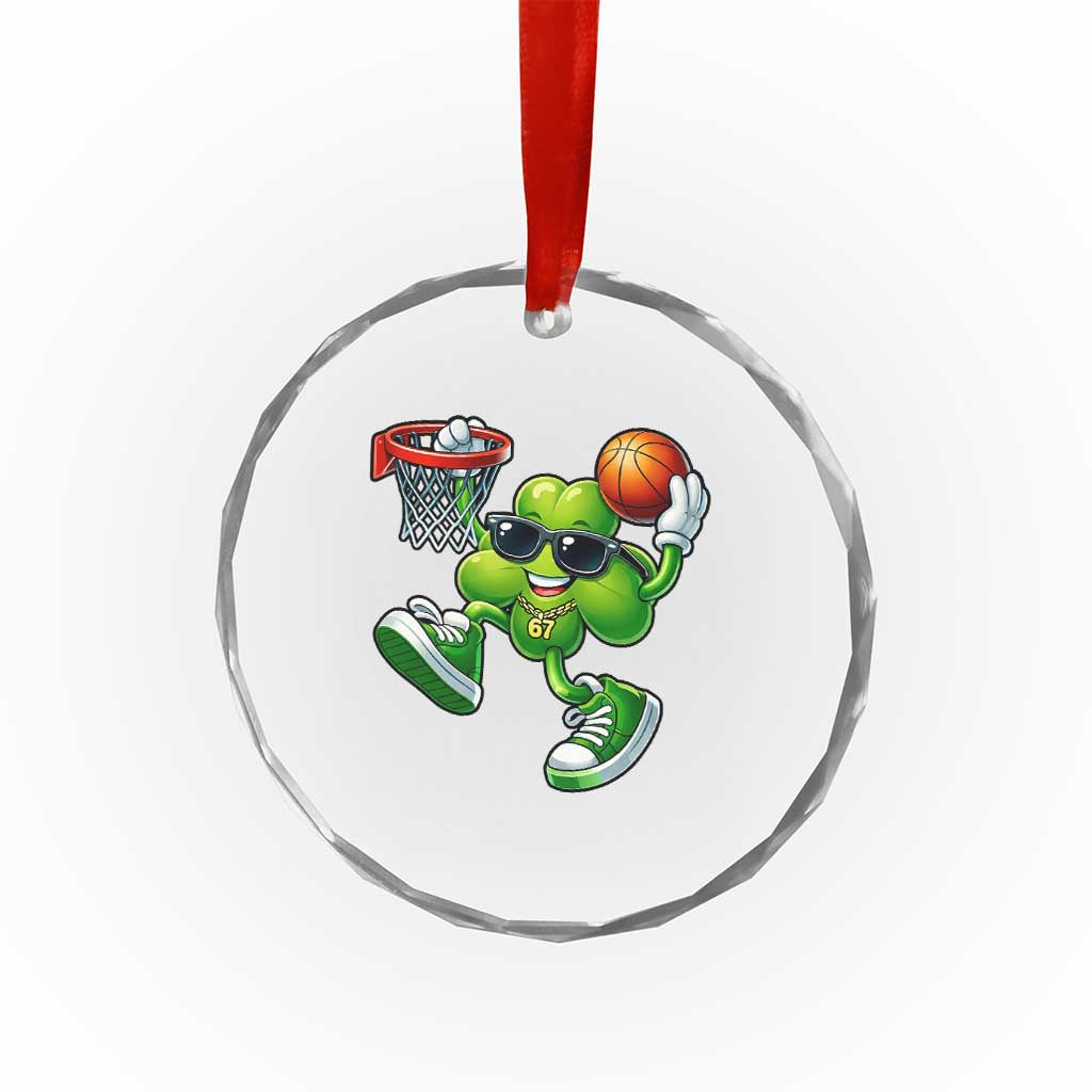 Funny 67 Meme Six Seven Basketball Shamrock St Patricks Day Crystal Glass Ornament