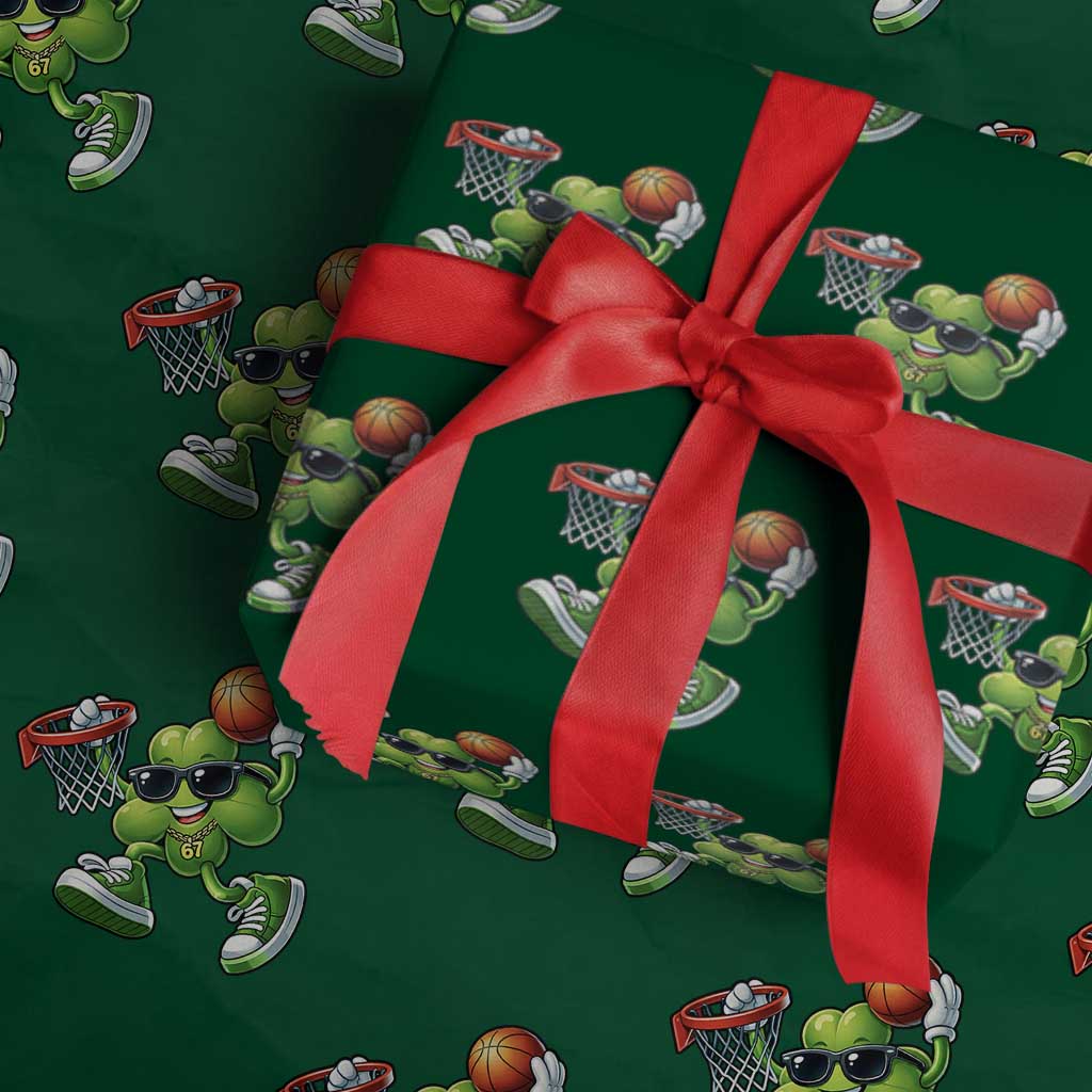 Funny 67 Meme Six Seven Basketball Shamrock St Patricks Day Wrapping Paper Roll