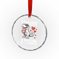 Funny 67 Meme Valentines Day Dinosaur Crystal Glass Ornament Stealing Hearts And Blasting 67 Farts