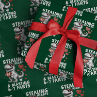 Funny 67 Meme Valentines Day Dinosaur Wrapping Paper Roll Stealing Hearts And Blasting 67 Farts
