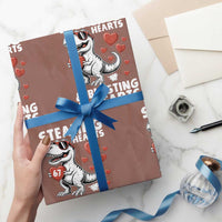 Funny 67 Meme Valentines Day Dinosaur Wrapping Paper Roll Stealing Hearts And Blasting 67 Farts