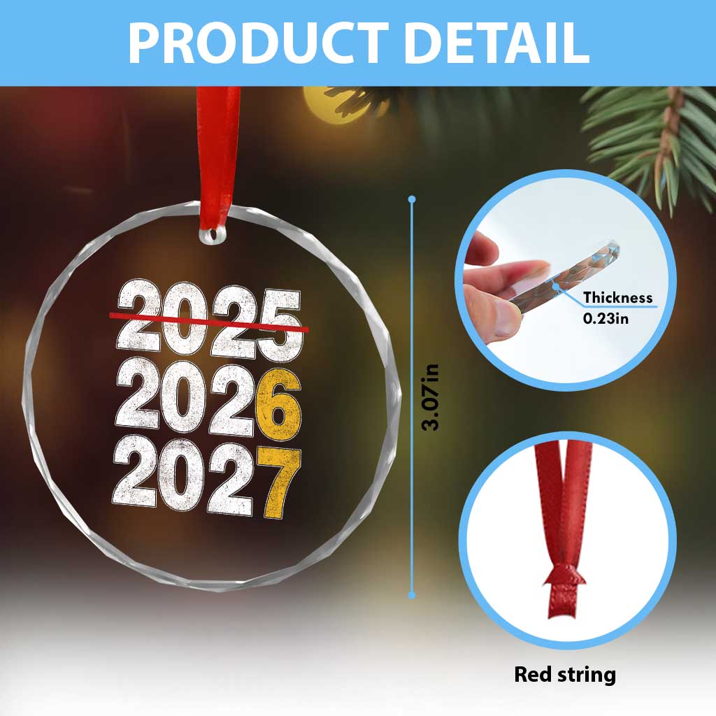 Funny 67 New Year Crystal Glass Ornament Happy New Year 2026 2027 Six Seven Meme - Wonder Print Shop