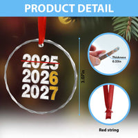 Funny 67 New Year Crystal Glass Ornament Happy New Year 2026 2027 Six Seven Meme - Wonder Print Shop
