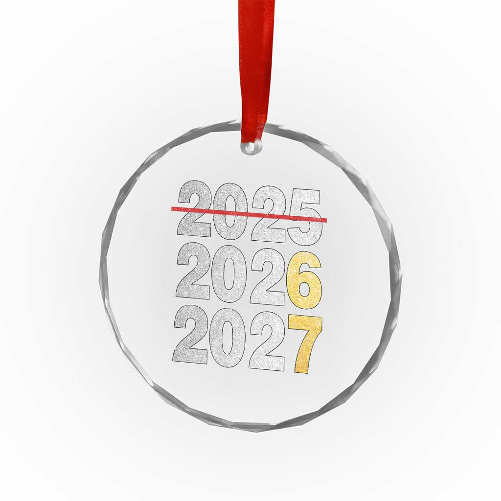 Funny 67 New Year Crystal Glass Ornament Happy New Year 2026 2027 Six Seven Meme Faux Glitter Effect Printed - Wonder Print Shop