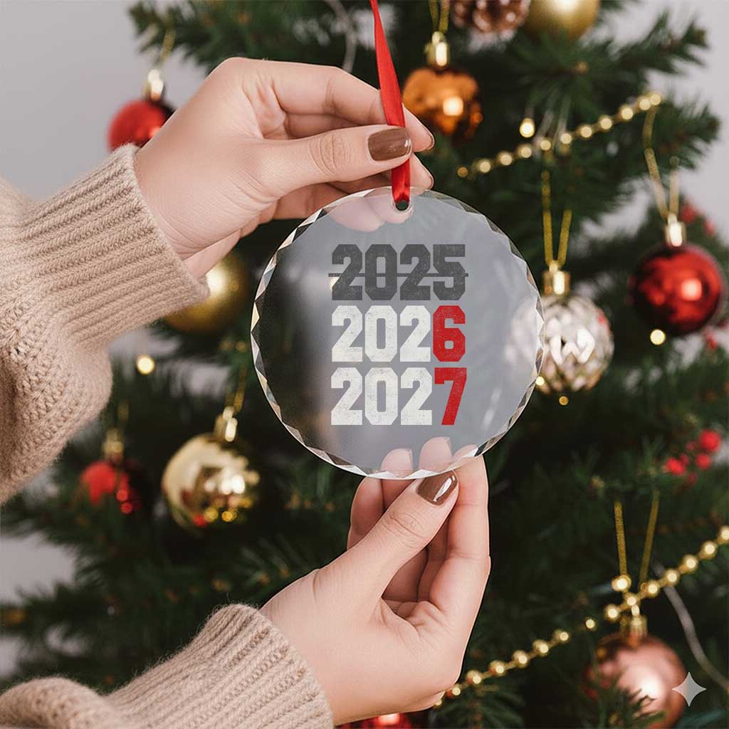 Funny 67 New Year Crystal Glass Ornament Happy New Year 2026 2027 Sports Jersey Number - Wonder Print Shop