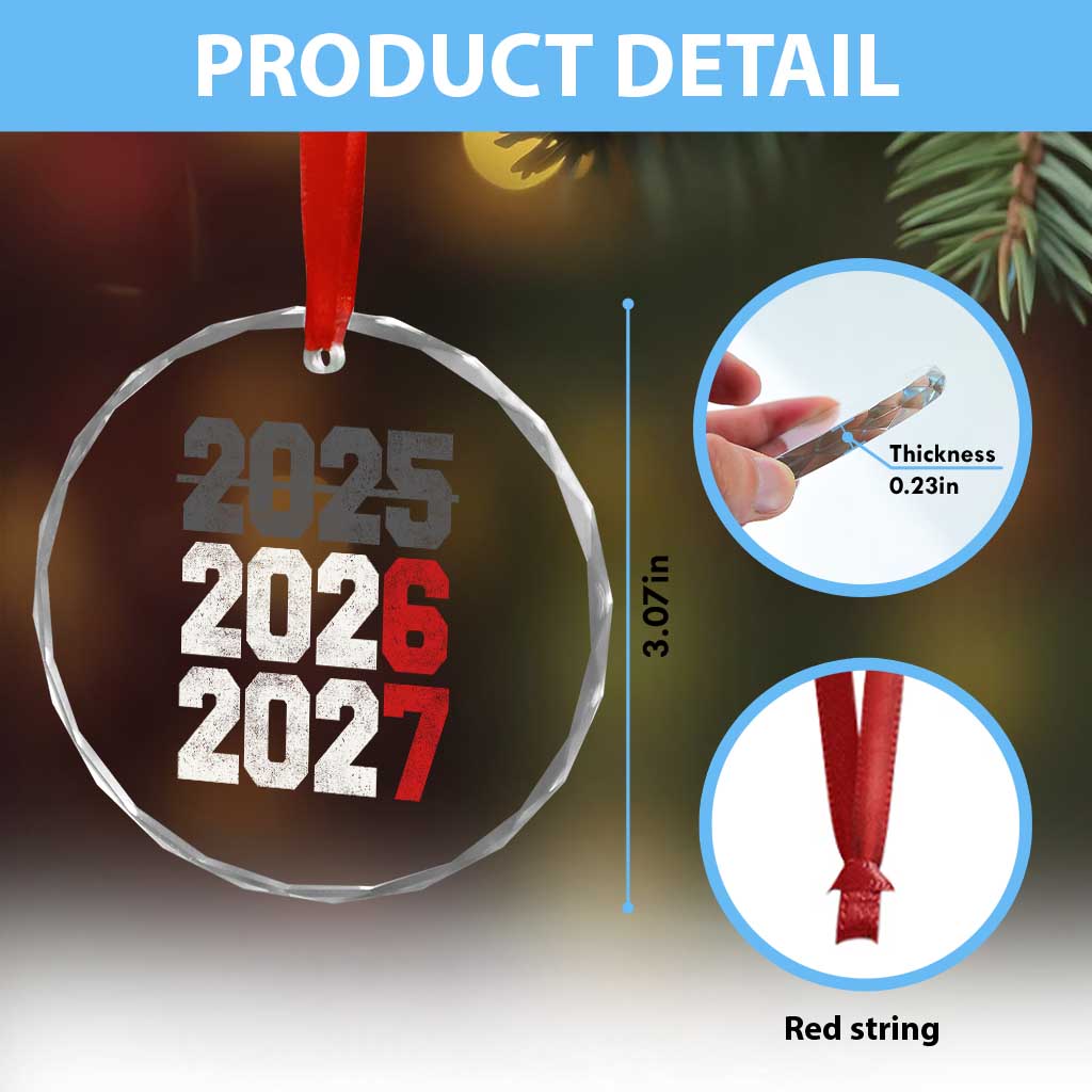 Funny 67 New Year Crystal Glass Ornament Happy New Year 2026 2027 Sports Jersey Number - Wonder Print Shop