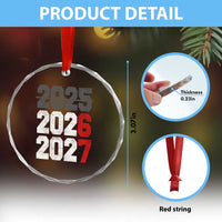 Funny 67 New Year Crystal Glass Ornament Happy New Year 2026 2027 Sports Jersey Number - Wonder Print Shop