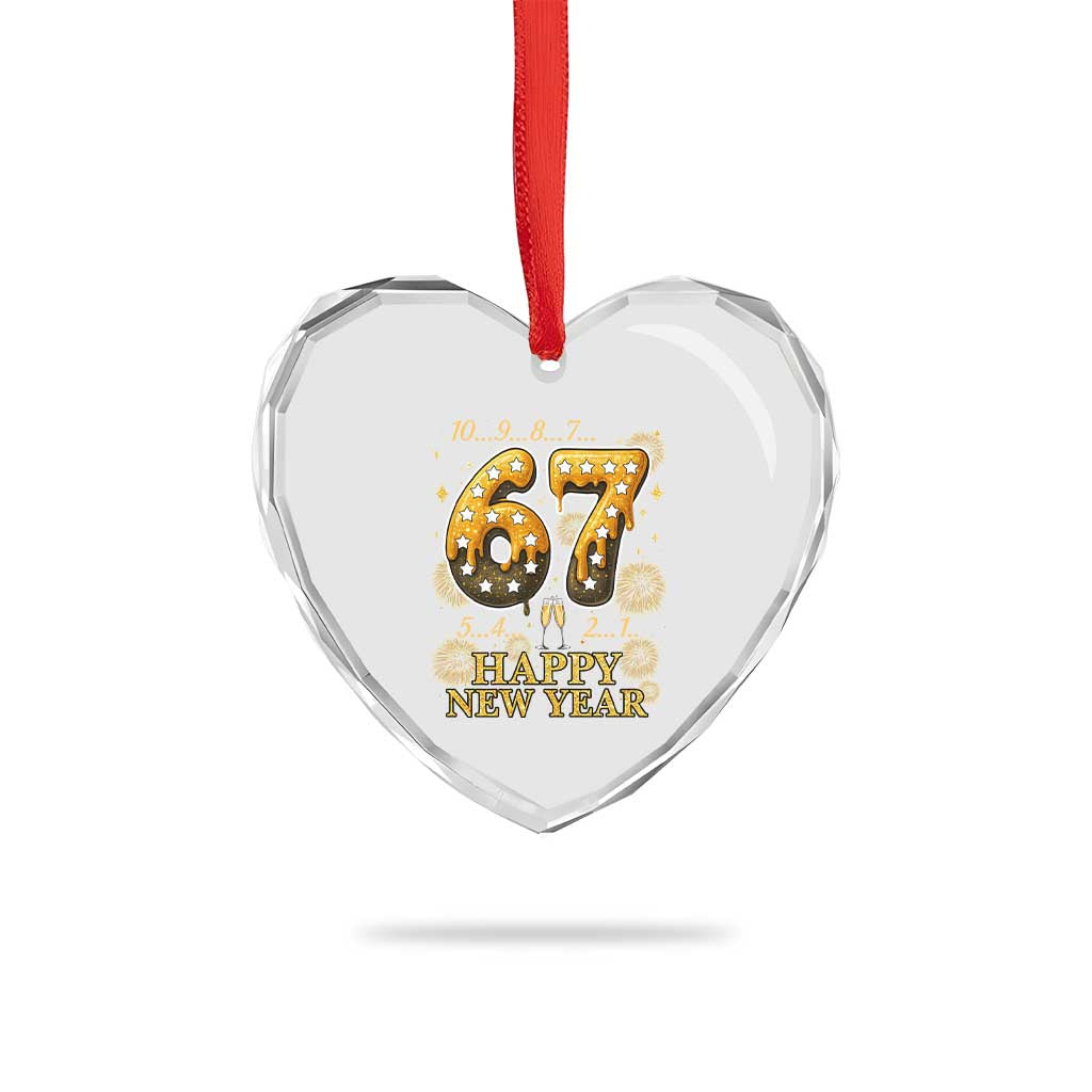 Funny 67 New Years Eve Heart Crystal Glass Ornament Countdown New Year Party 2026 Six Seven Meme - Wonder Print Shop