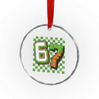 Funny 67 Pixel Style Graphic Crystal Glass Ornament Viral Six Seven Meme Gamer - Wonder Print Shop
