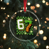 Funny 67 Pixel Style Graphic Crystal Glass Ornament Viral Six Seven Meme Gamer - Wonder Print Shop