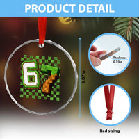 Funny 67 Pixel Style Graphic Crystal Glass Ornament Viral Six Seven Meme Gamer - Wonder Print Shop