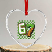 Funny 67 Pixel Style Graphic Heart Crystal Glass Ornament Viral Six Seven Meme Gamer - Wonder Print Shop