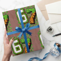 Funny 67 Pixel Style Graphic Wrapping Paper Roll Viral Six Seven Meme Gamer - Wonder Print Shop