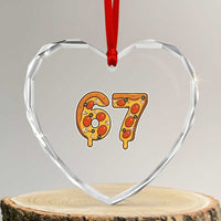 Funny 67 Pizza Lover Heart Crystal Glass Ornament Six Seven Gen Alpha Slang - Wonder Print Shop