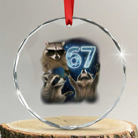 Funny 67 Raccoon Meme Crystal Glass Ornament Howling at The Moon Funny Six Seven Weird Cursed - Wonder Print Shop